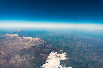 View from a airplane window at 35.000 feet high - 544476355