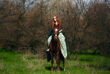 forest elf girl with a horse
