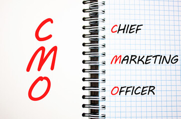 CMO. Chief Marketing Officer - text concept on notepad. Abbreviation for CMO. Business concept.