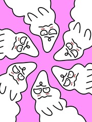 cute monster cartoon on pink background