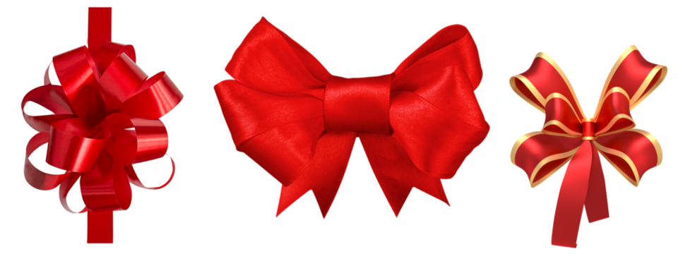 red ribbon bow with transparent background.ribbon collection for decoration.