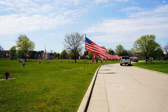 American flags were placed up in the Milwaukee, Wisconsin community to honor veterans memorial day.