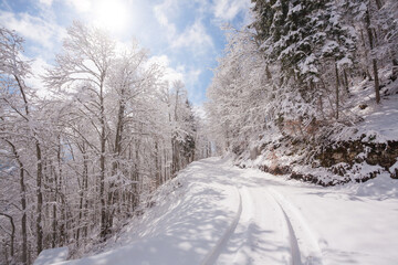 Winter landscape with snow from Asiago upland