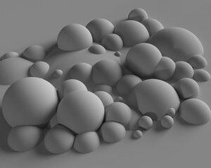 Gray matte bubbles. Texture. 3d illustration. 