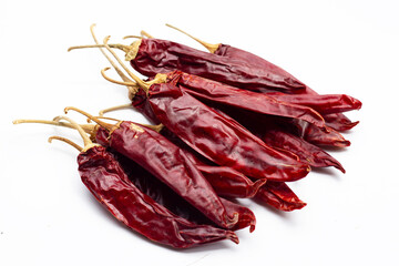 Hot red dried chili peppers