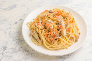 舞茸の豆乳クリームパスタ
