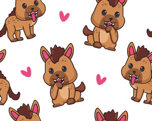 seamless pattern hyena illustration cartoon background