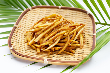 Crispy banana sticks. Fruit snack