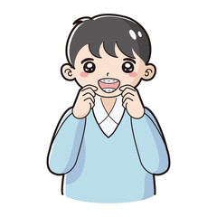 Obraz premium 歯科矯正のワイヤーを装着した子どものイラスト