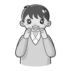 歯科矯正のワイヤーを装着した子どものイラスト