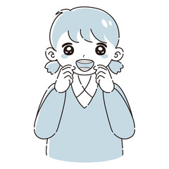 歯科矯正のワイヤーを装着した子どものイラスト