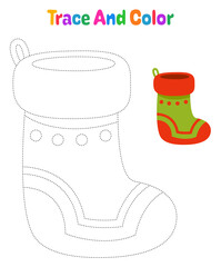 Christmas sock tracing worksheet for kids