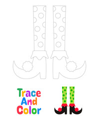 Elf feet tracing worksheet for kids