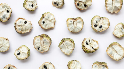 Custard apple on white background.