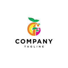Letter F fruit juice orange strawberry logo vector template