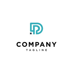Letter P and D initial round logo template