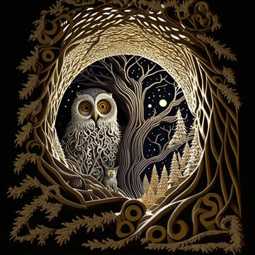 buo on tree paper simulation 3d render