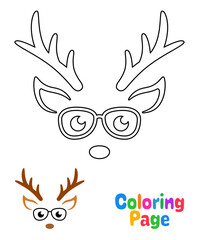 Obraz premium Coloring page with Reindeer Face for kids