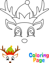 Coloring page with Reindeer Face for kids
