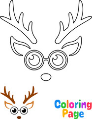 Coloring page with Reindeer Face for kids