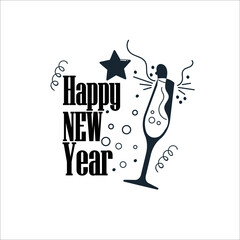 Fototapeta premium Vector illustration. Happy New Year on white background. logo design