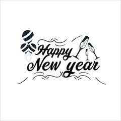 Vector illustration. Happy New Year on white background. logo design