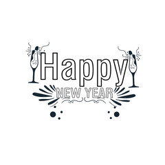 Vector illustration. Happy New Year on white background. logo design