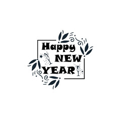 Vector illustration. Happy New Year on white background. logo design