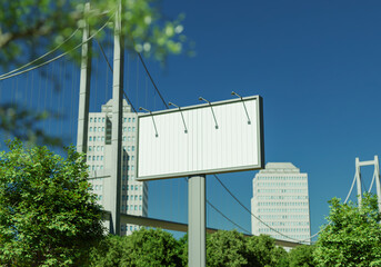 3D mockup blank flip billboard in downtown rendering