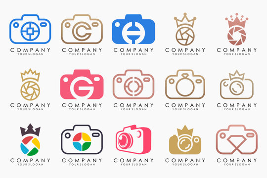 creative lens and camera logo icon set. Icons of photography, image, photo gallery and photo camera.