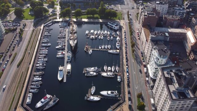 Ostend boat Mercator belgium sea sunny aerial drone west flanders oostende west vlaanderen boat yacht port harbor