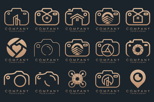 creative lens and camera logo icon set. Icons of photography, image, photo gallery and photo camera.