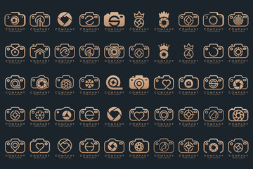 creative lens and camera logo icon set. Icons of photography, image, photo gallery and photo camera.