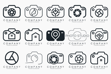 Photo and camera logo icon set. Icons of photography, image, photo gallery and photo camera.