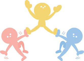 バランスをとっている三人の人のイラスト