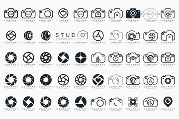 Photo and camera logo icon set. Icons of photography, image, photo gallery and photo camera.