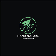 hand with nature line art logo design