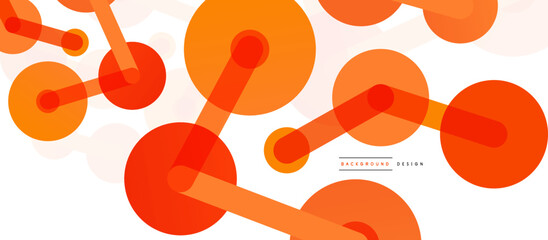 Abstract background. Round dots connected by lines. Trendy techno business template for wallpaper, banner, background or landing