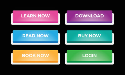 Set of modern buttons for web site and ui vector icon