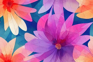 seamless water color flower with multi color ground digital print design
