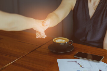 Fototapeta na wymiar handshake for working, meeting room, business concept