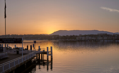 Fototapeta na wymiar Geneva city at sunrise, Switzerland