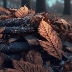 Fototapeta na wymiar Stack of dry leaves in winter. natural background.