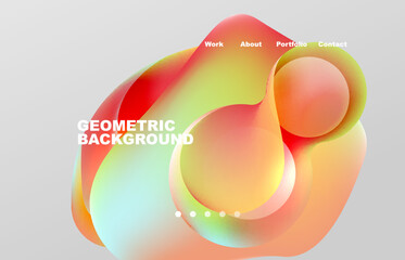 Landing page abstract liquid background. Flowing shapes, round design and circle. Web page for website or mobile app wallpaper