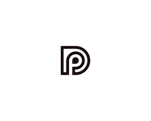 Modern DP or PD Letter Logo in Black for Corporate Identity, A contemporary logo featuring the letter "PD" or "DP" in black, perfect for corporate identity and professional branding.