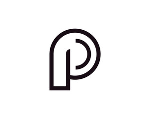 Modern P Letter Logo in Black for Corporate Identity, A contemporary logo featuring the letter "P" in black, perfect for corporate identity and professional branding.