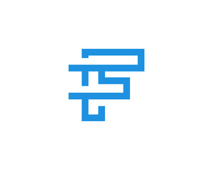 Blue letter F Geometric Abstract Logo