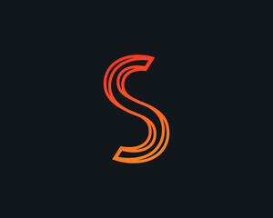 S Letter Logo with Red and Orange on Black Background