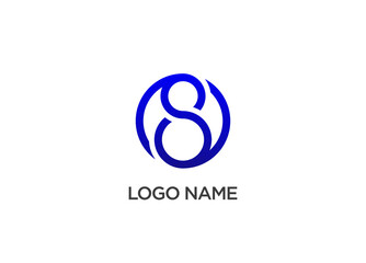 Circular Logo with Blue Number 8 Design