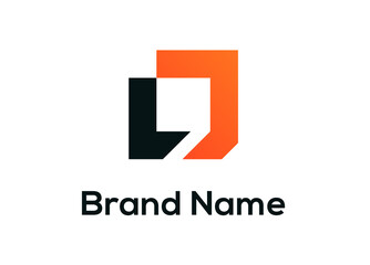 Modern Abstract Logo with Orange and Black Colors